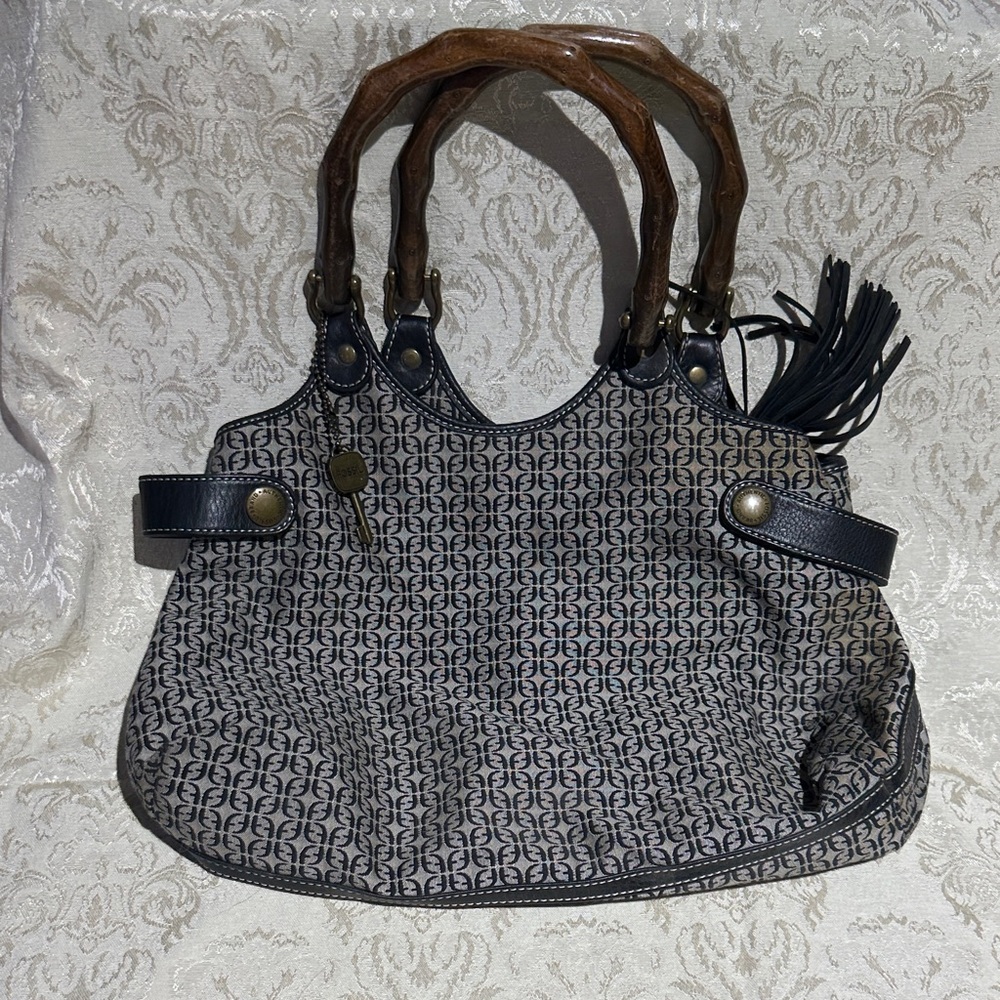 Fossil Black and Brown Patterned Shoulder Bag